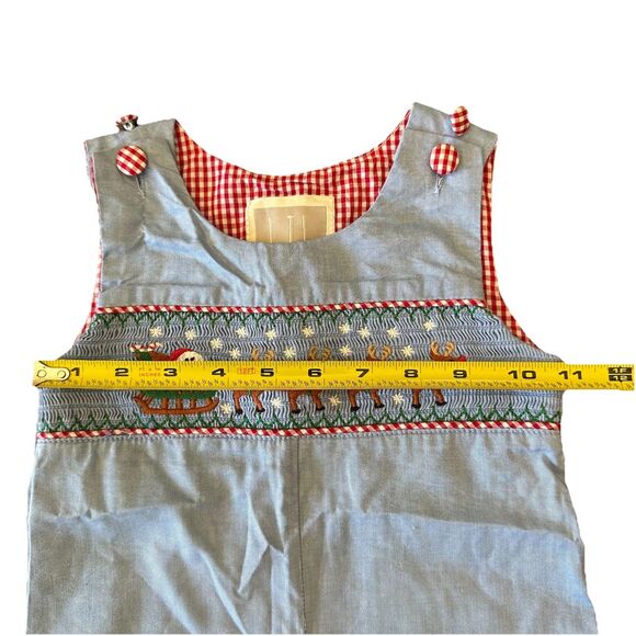 Lil Cactus Size 18-24 Months 100% Cotton Smocked Embroidered Christmas Jumpsuit - Picture 6 of 9